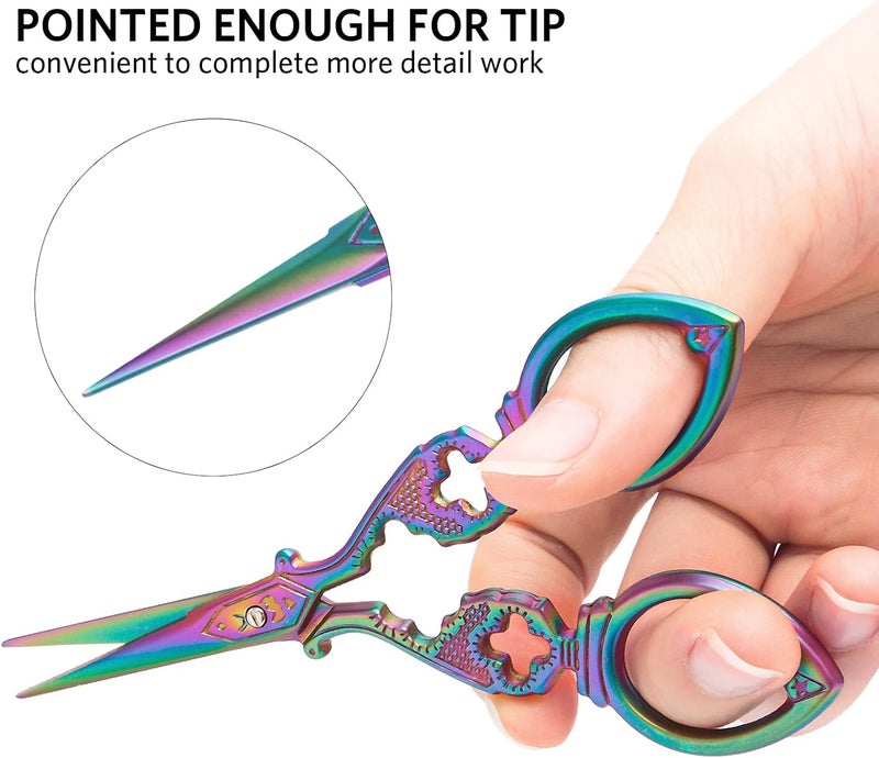 Asdirne Embroidery Scissors, Stainless Steel Sharp Tip Scissors, DIY Tools for Embroidery, Craft, Needle Work, Art Work & Everyday Use, 2 Pcs, 4.7"/5.3", Colourful - Image 3